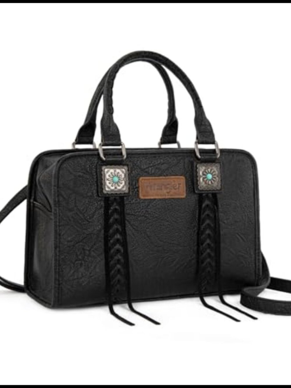 Wrangler Tote Bag Fringe Western Style Whipstitch Leather Tassels Crossbody